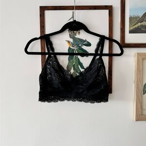 EUC Quince Stretch Lace Sweetheart Bralette Black Medium